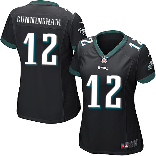 Women's Limited Randall Cunningham Nike Jersey Black Alternate - #12 NFL Philadelphia Eagles